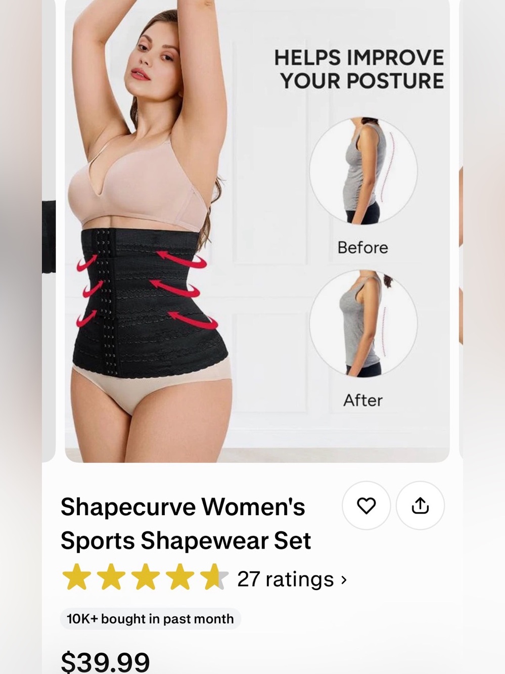 Women's off white Waist Trainer - Sports Shapewear